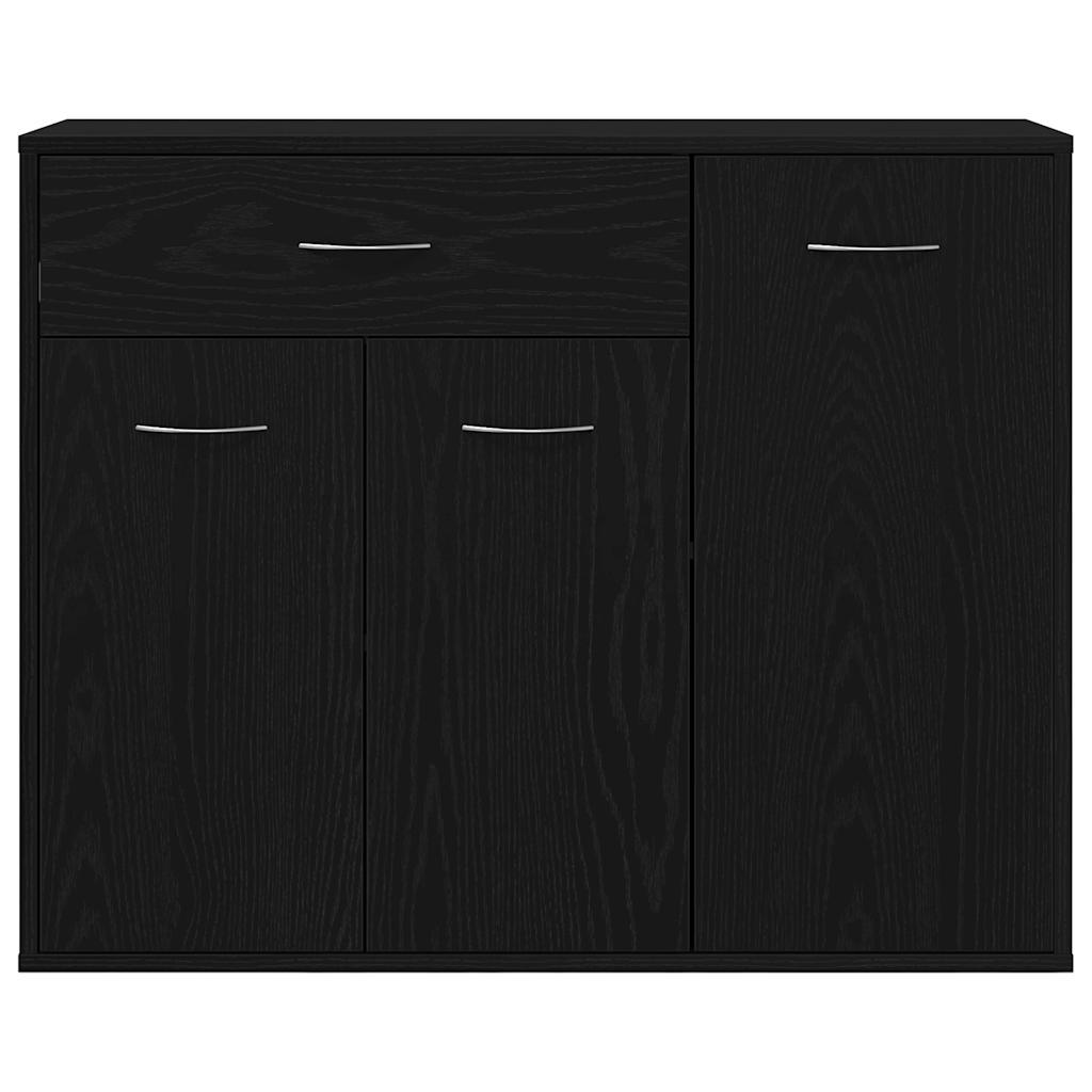 skænk sort egetræ 88x30x70 cm konstrueret træ