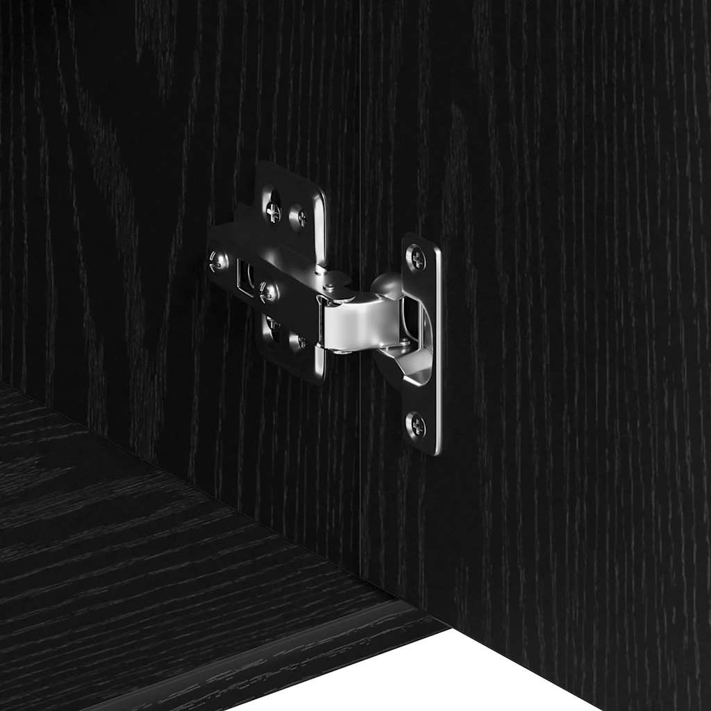 skænk sort egetræ 88x30x70 cm konstrueret træ