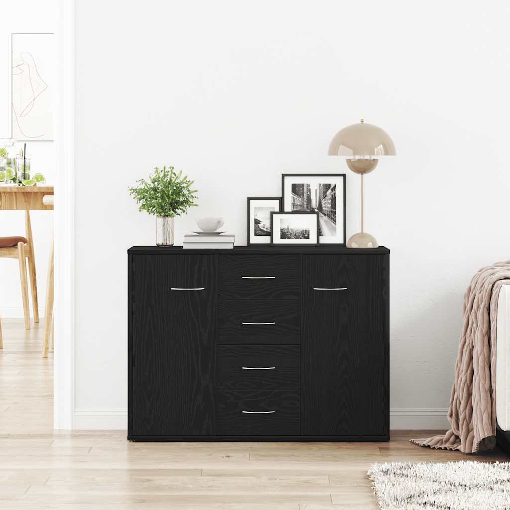 skænk 88x30x64 cm konstrueret træ sort egetræsfarve