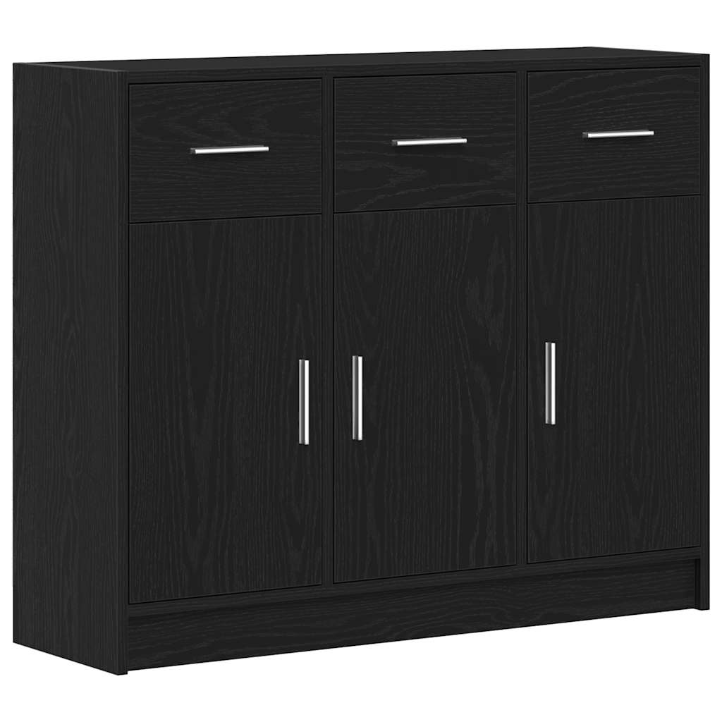 skænk sort egetræ 91x28x75 cm konstrueret træ