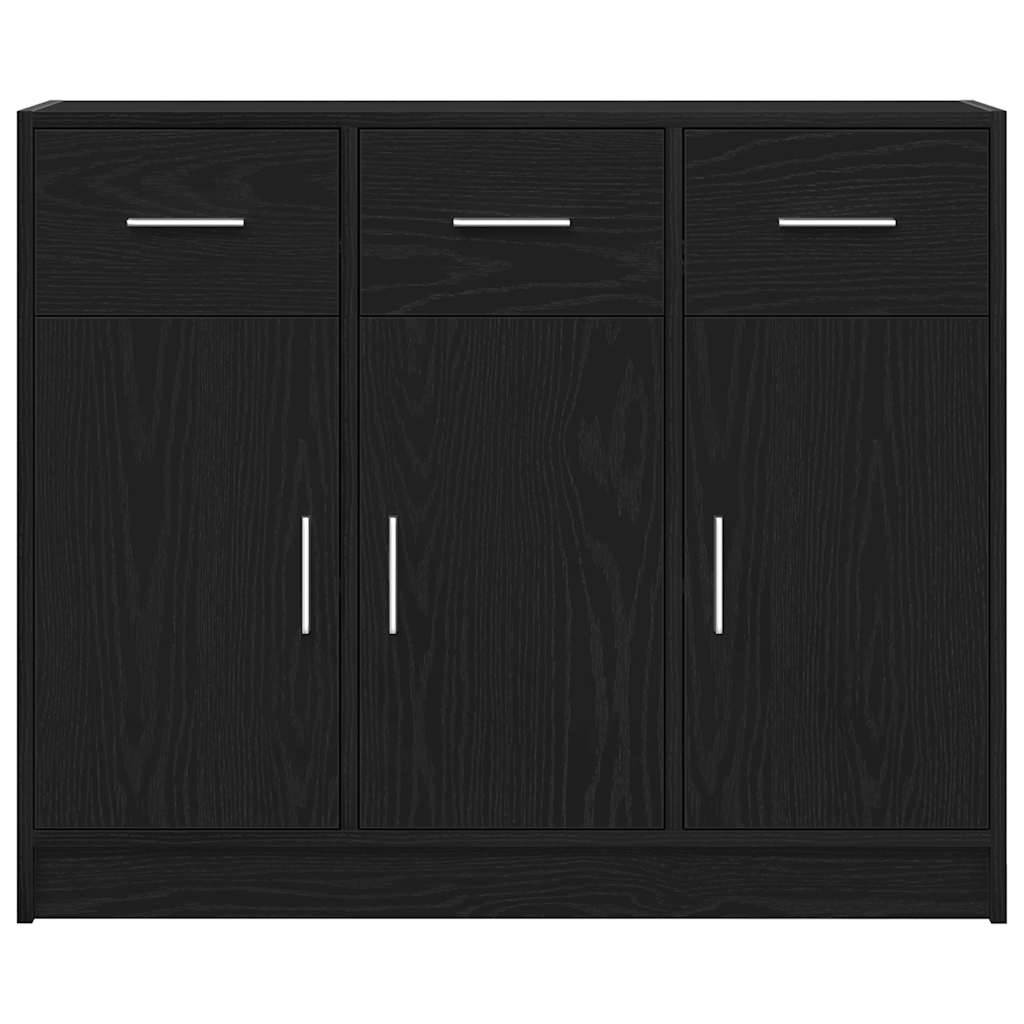 skænk sort egetræ 91x28x75 cm konstrueret træ