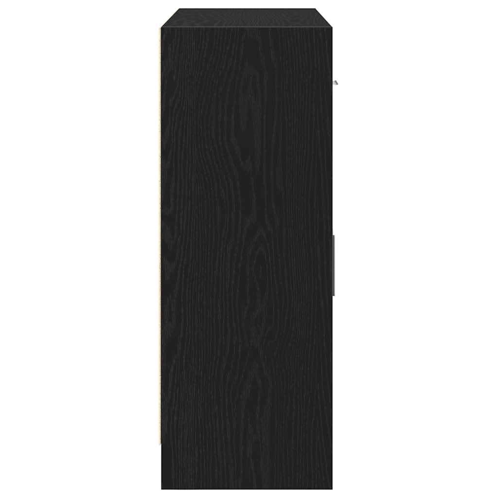 skænk sort egetræ 91x28x75 cm konstrueret træ