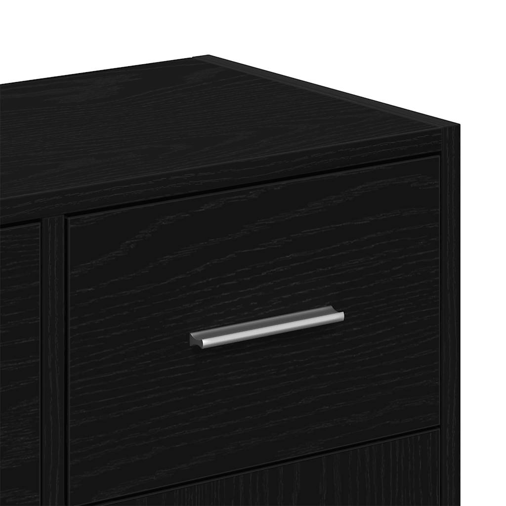 skænk sort egetræ 91x28x75 cm konstrueret træ