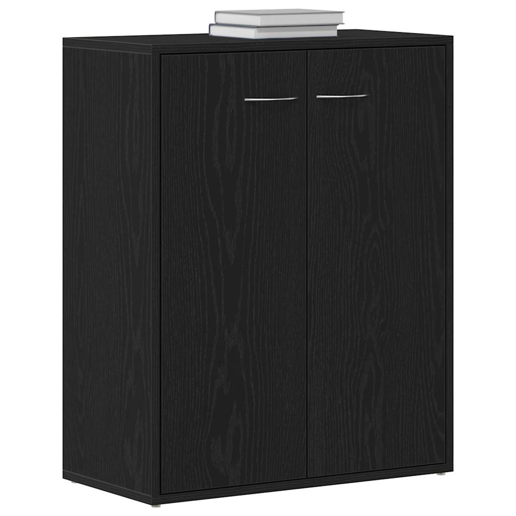 skænk sort egetræ 60x30x75 cm konstrueret træ