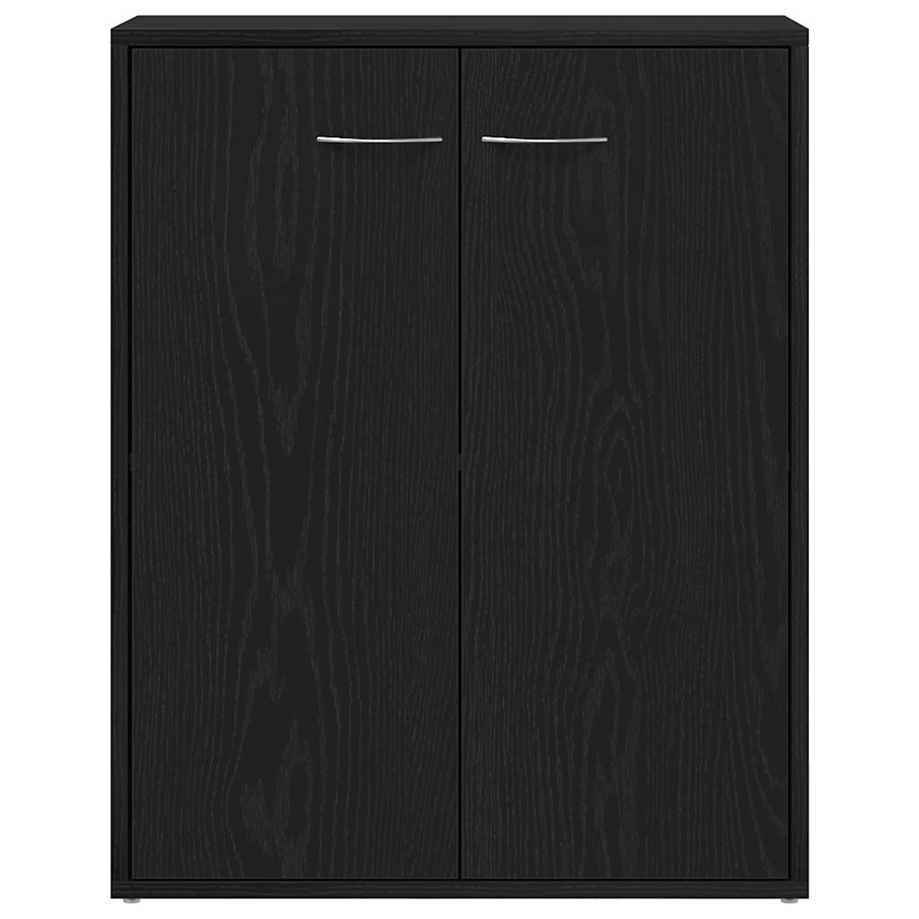 skænk sort egetræ 60x30x75 cm konstrueret træ