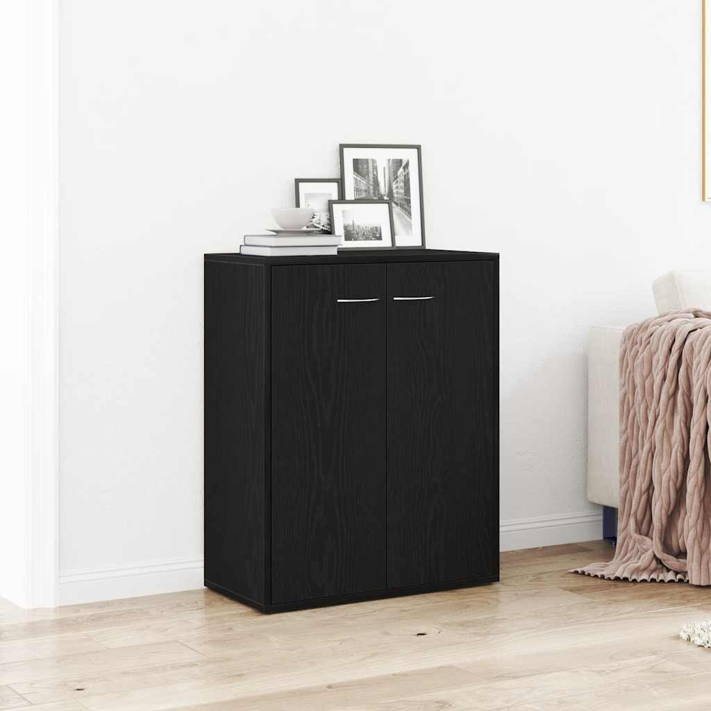 skænk sort egetræ 60x30x75 cm konstrueret træ