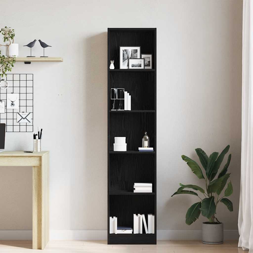 bogreol 40x24x176 cm konstrueret træ sort egetræsfarve