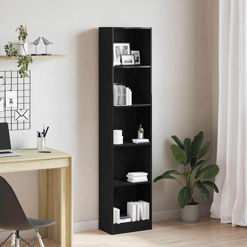 bogreol 40x24x176 cm konstrueret træ sort egetræsfarve