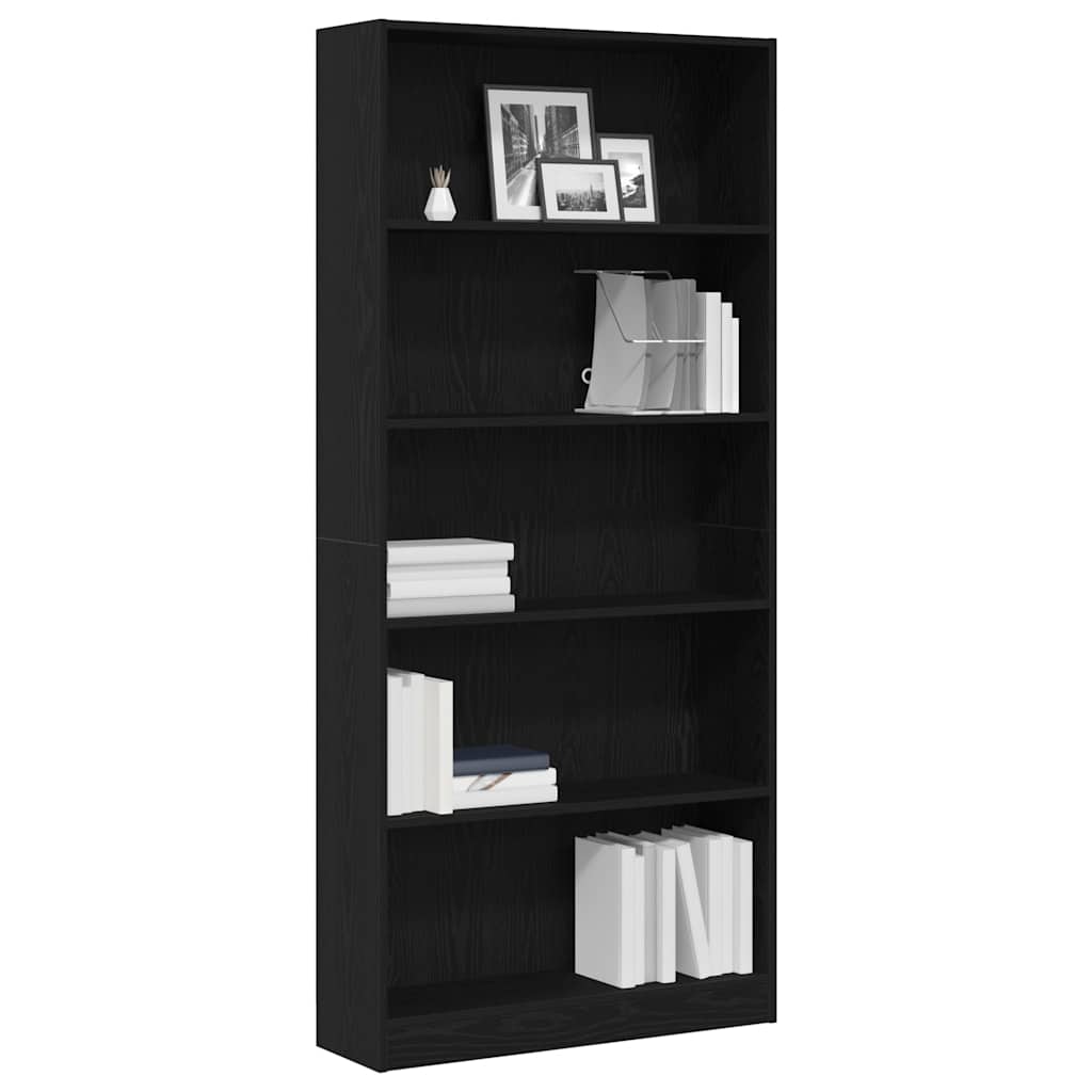 bogreol 80x24x176 cm konstrueret træ sort egetræsfarve