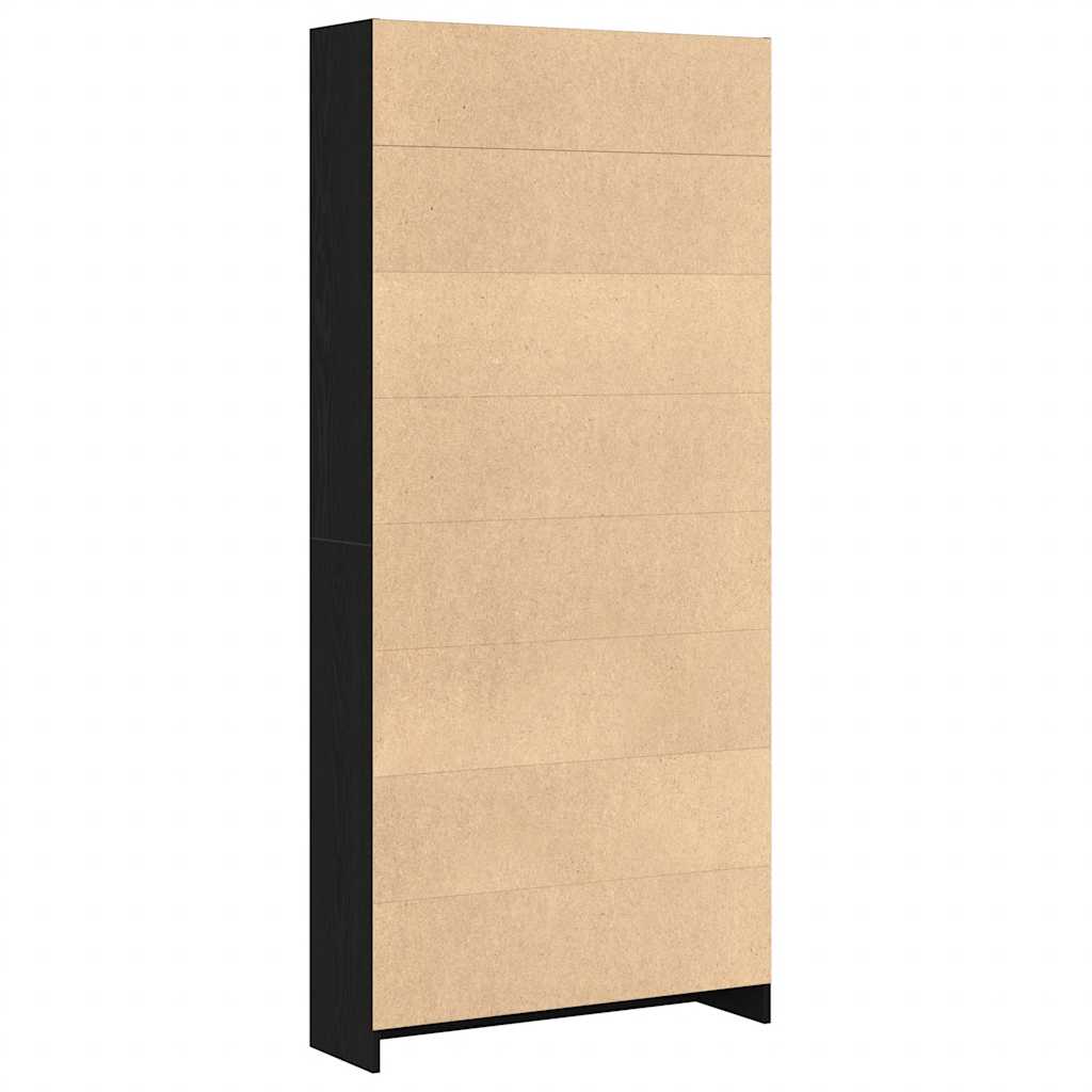 bogreol 80x24x176 cm konstrueret træ sort egetræsfarve