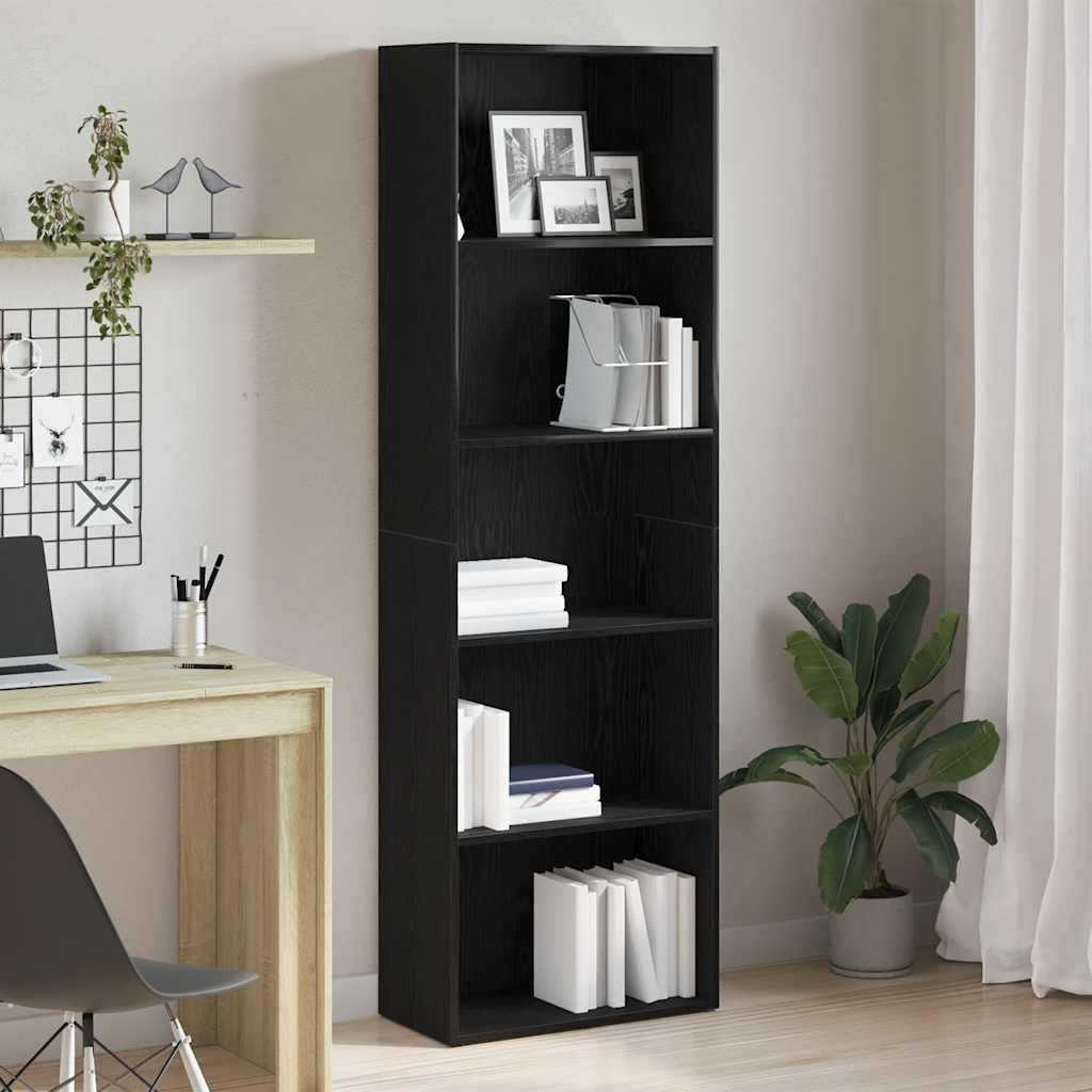 bogreol 60x30x189 cm konstrueret træ sort egetræsfarve