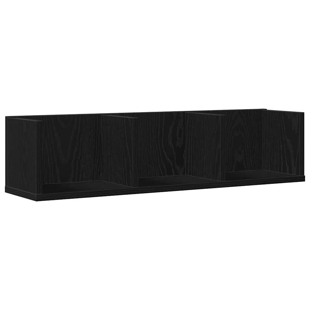 Væghylde Vægmonteret Sort eg 75 x 18 x 18 cm Konstrueret træ