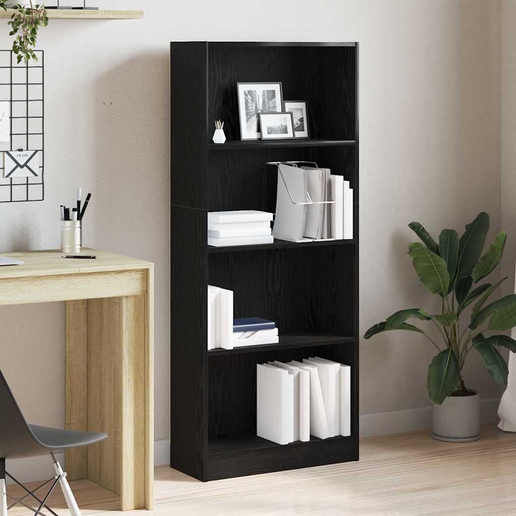 Bogreol 60 x 24 x 143 cm Konstrueret træ Sort eg