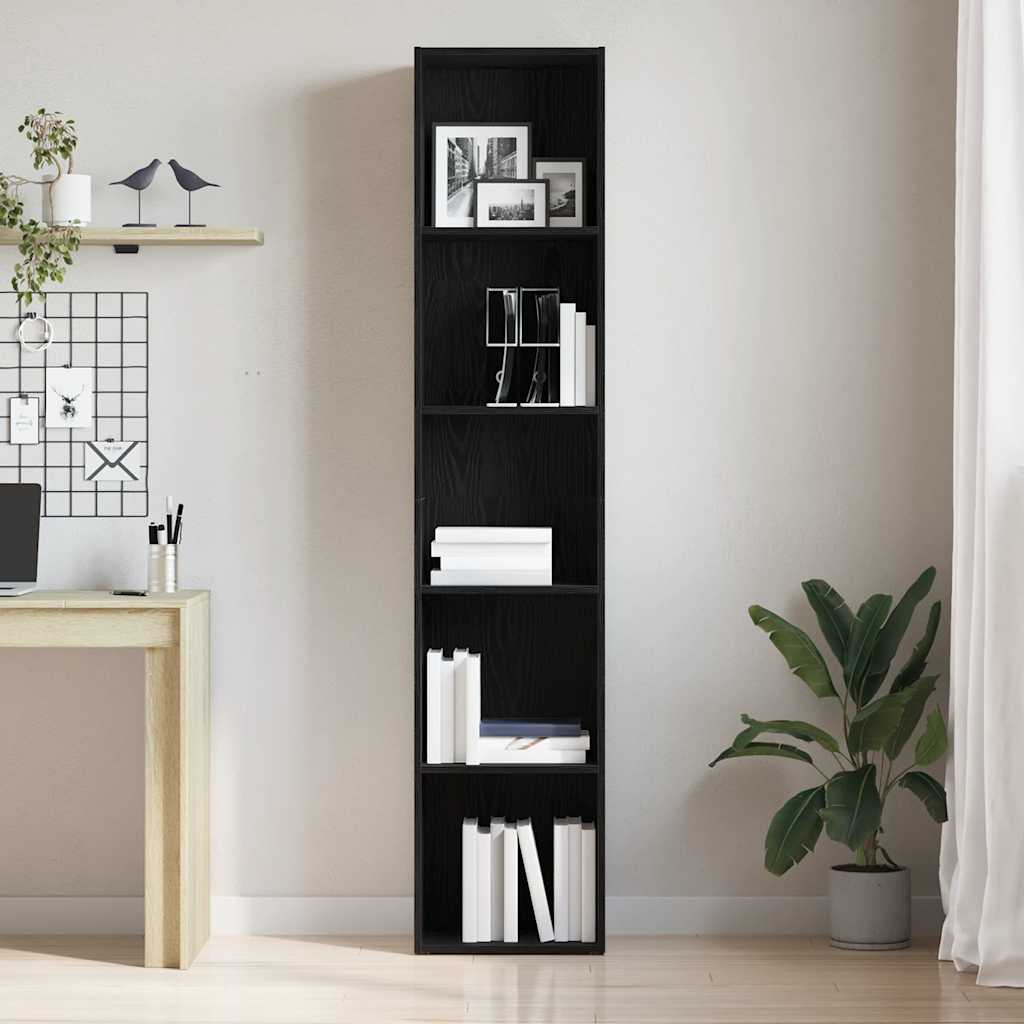 bogskab sort egetræ 40x30x189 cm konstrueret træ