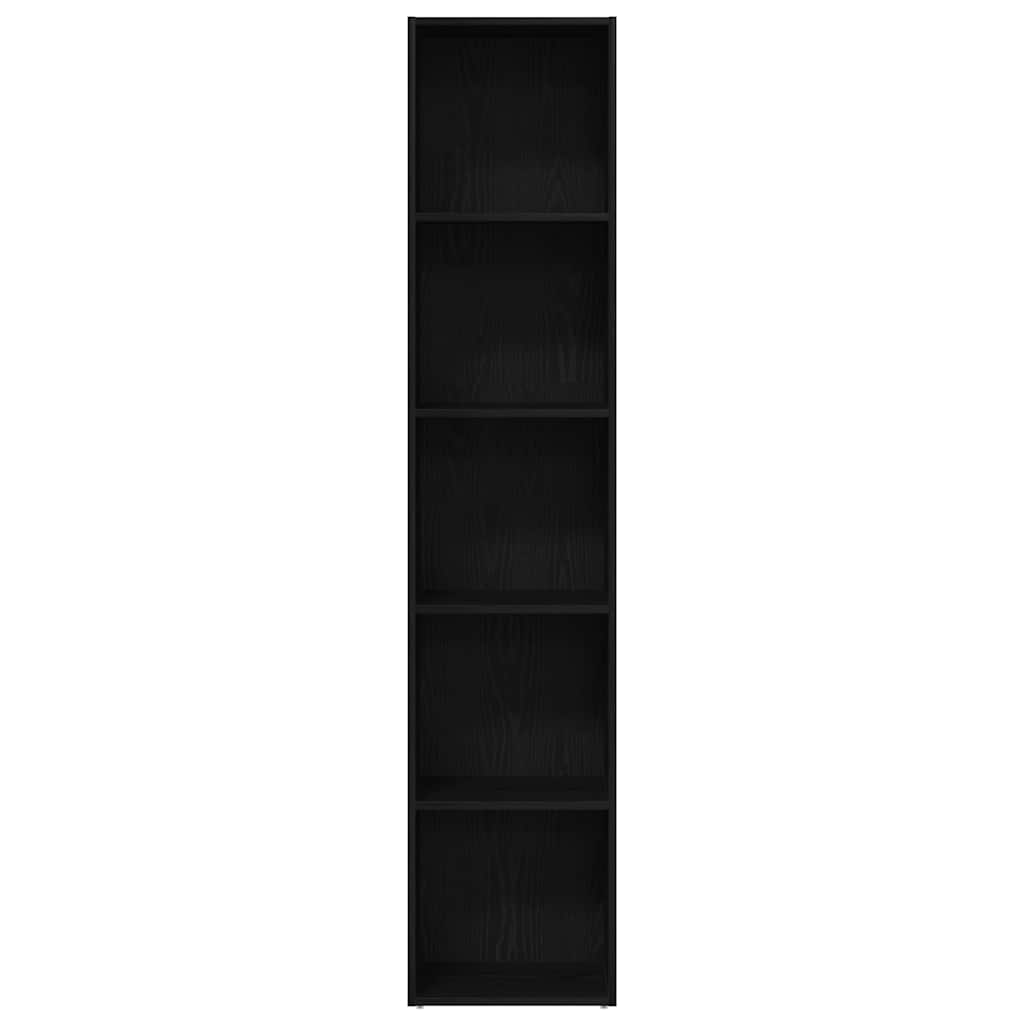 bogskab sort egetræ 40x30x189 cm konstrueret træ
