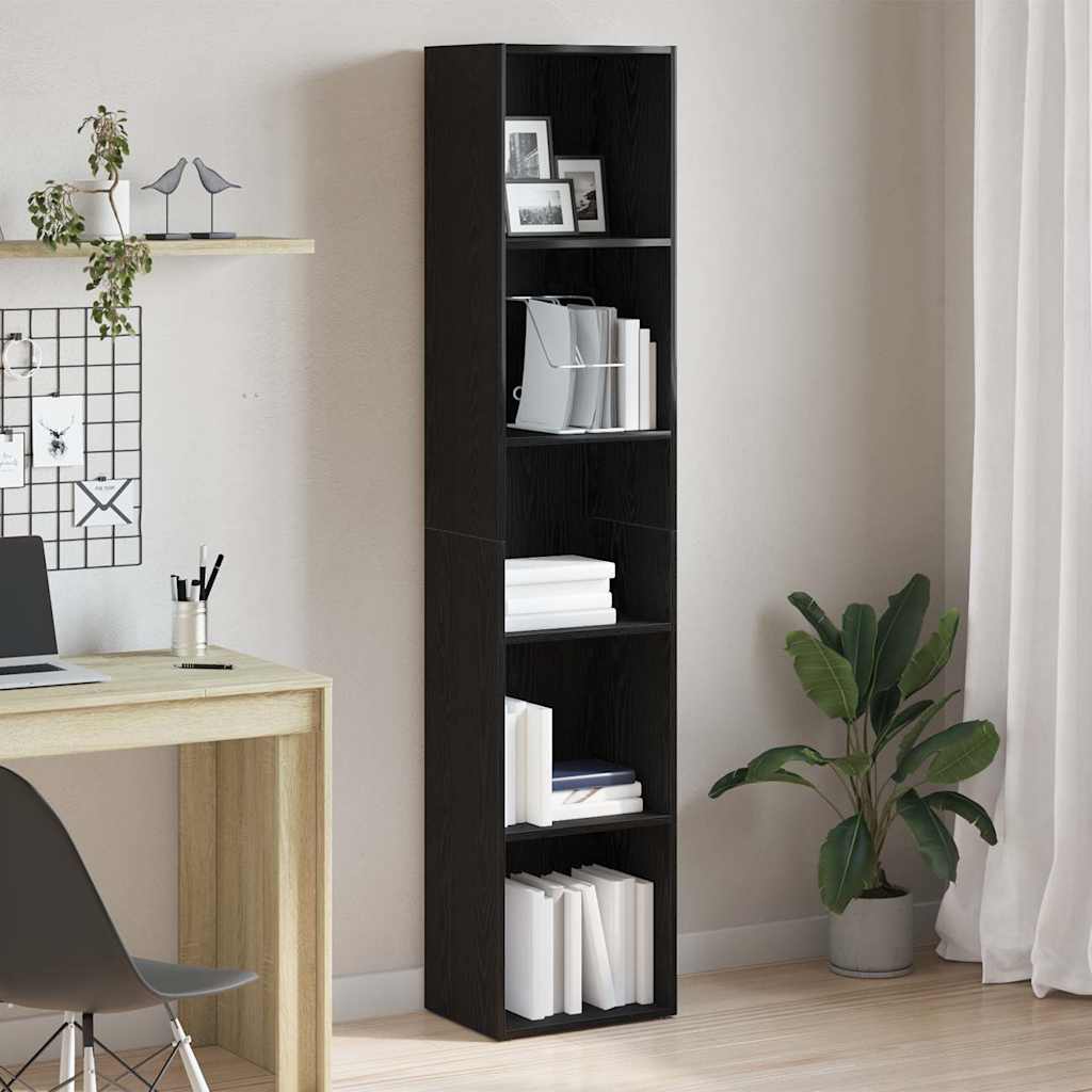 bogskab sort egetræ 40x30x189 cm konstrueret træ