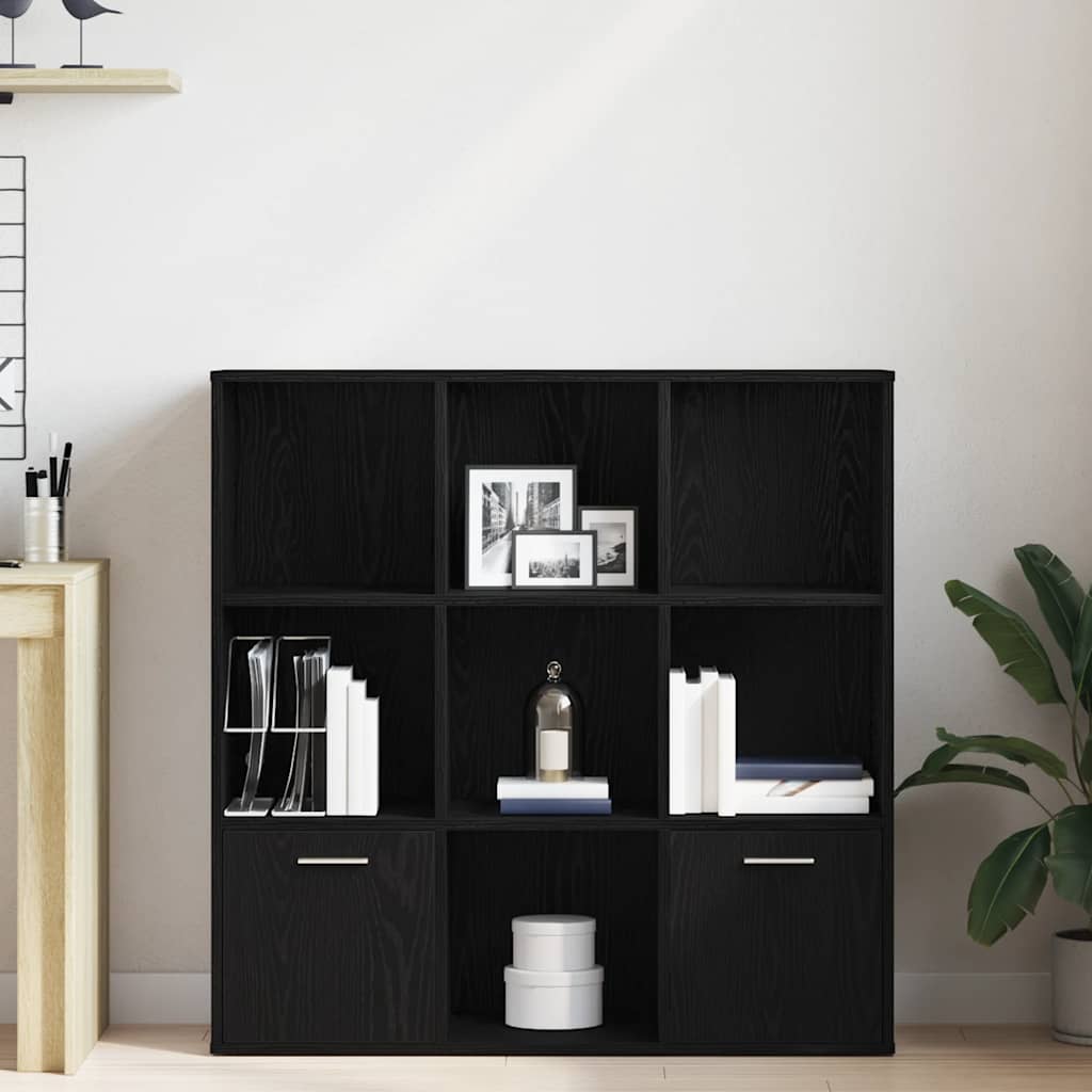 bogskab 98x29x97,5 cm konstrueret træ sort egetræsfarve