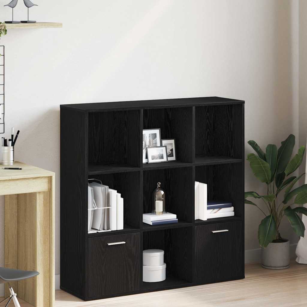 bogskab 98x29x97,5 cm konstrueret træ sort egetræsfarve