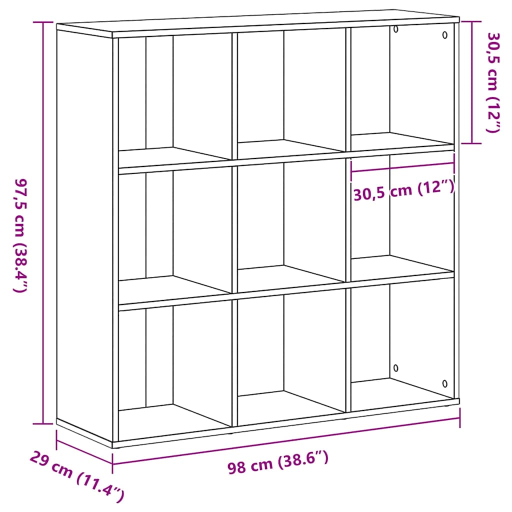 bogskab sort egetræ 98x29x97,5 cm konstrueret træ