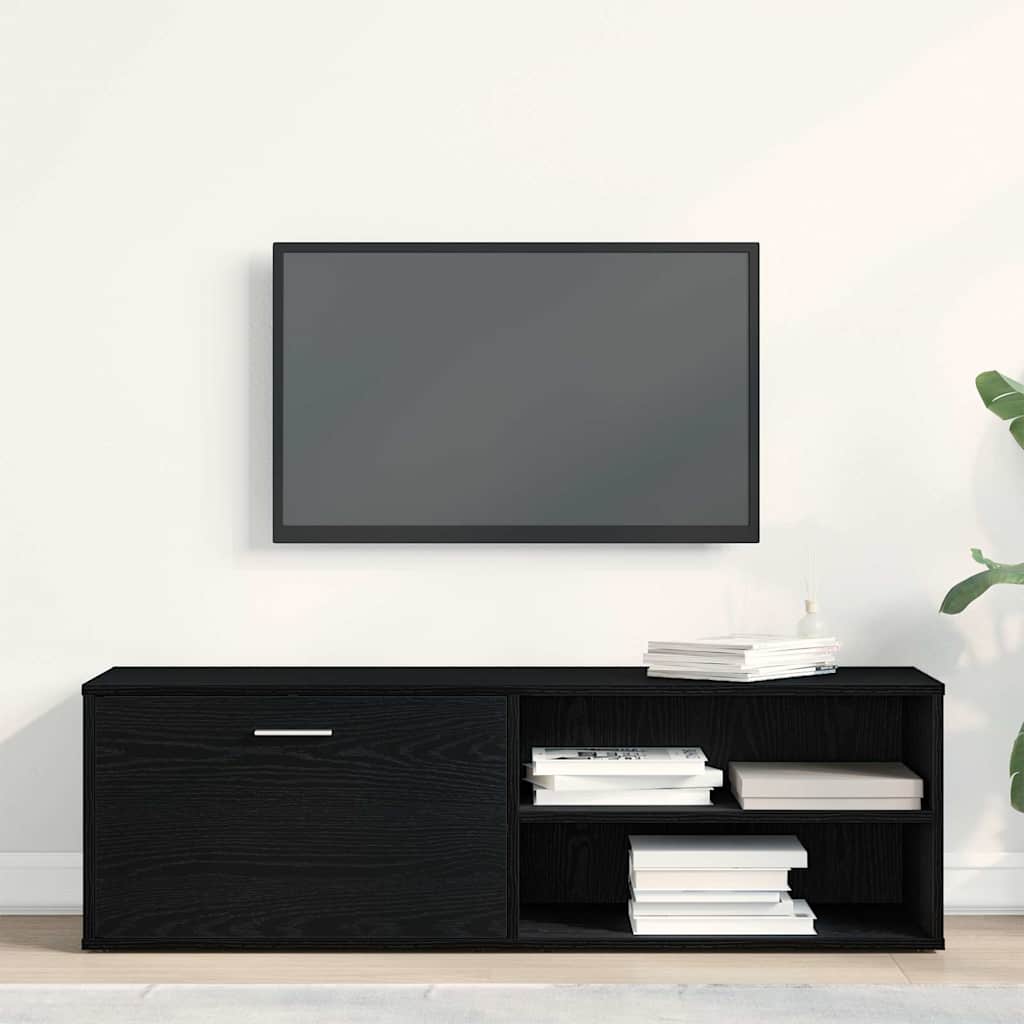 TV-skab sort egetræ 120x34x37 cm konstrueret træ