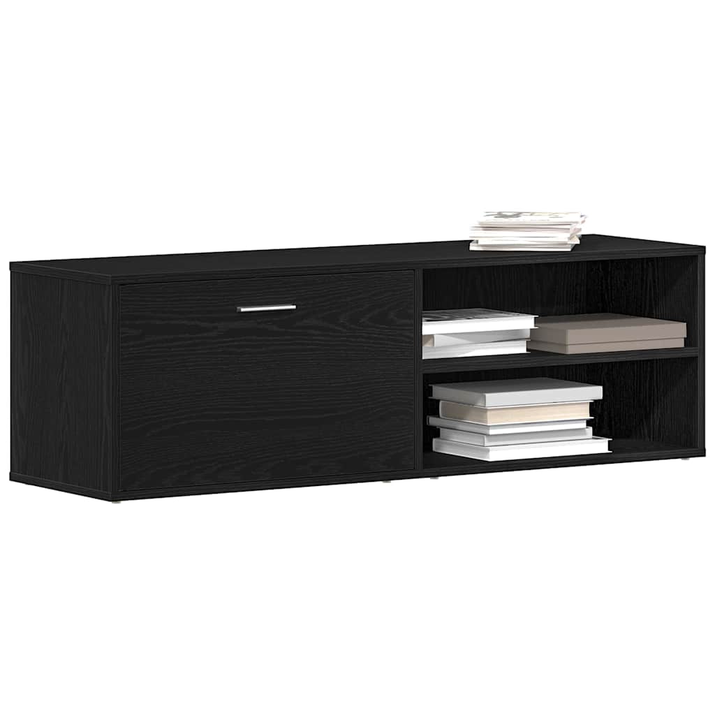 TV-skab sort egetræ 120x34x37 cm konstrueret træ