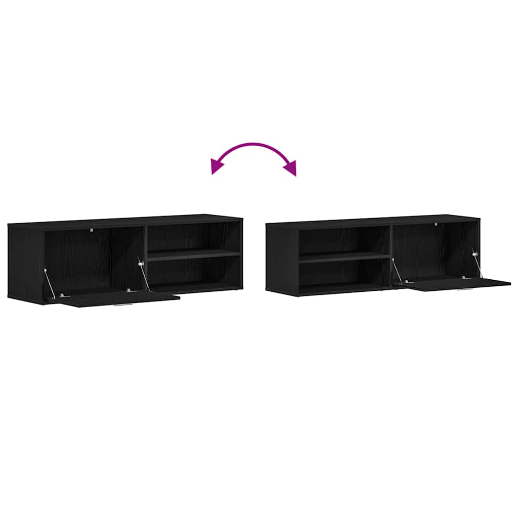 TV-skab sort egetræ 120x34x37 cm konstrueret træ