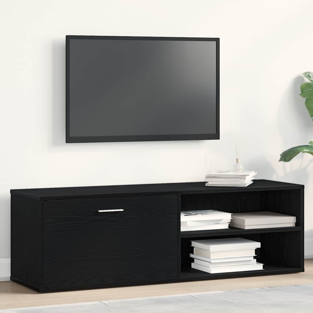 TV-skab sort egetræ 120x34x37 cm konstrueret træ