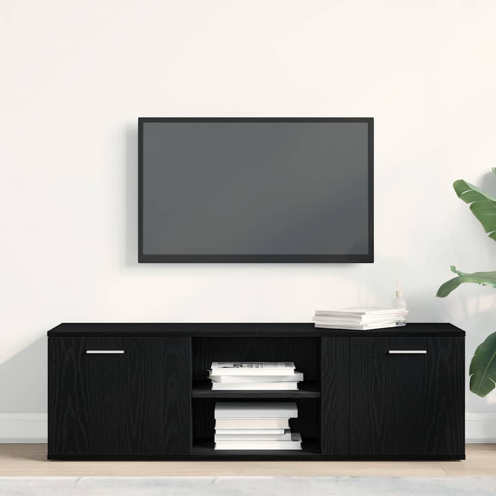 TV-skab sort egetræ 120x34x37 cm konstrueret træ