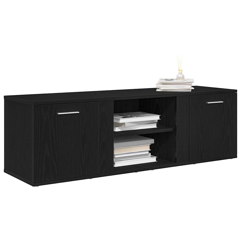 TV-skab sort egetræ 120x34x37 cm konstrueret træ