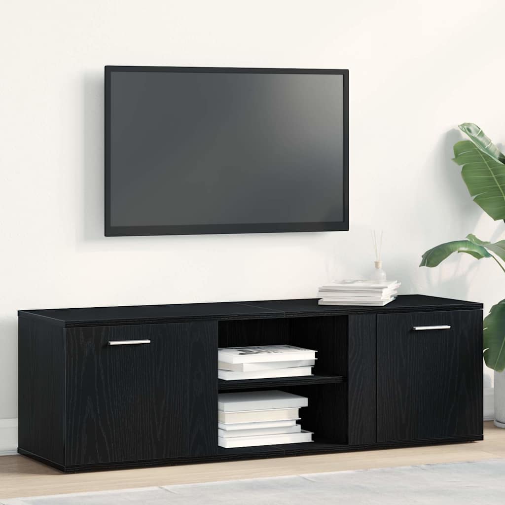TV-skab sort egetræ 120x34x37 cm konstrueret træ