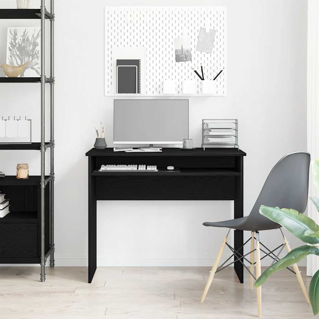 skrivebord 90x50x74 cm konstrueret træ sort egetræsfarve