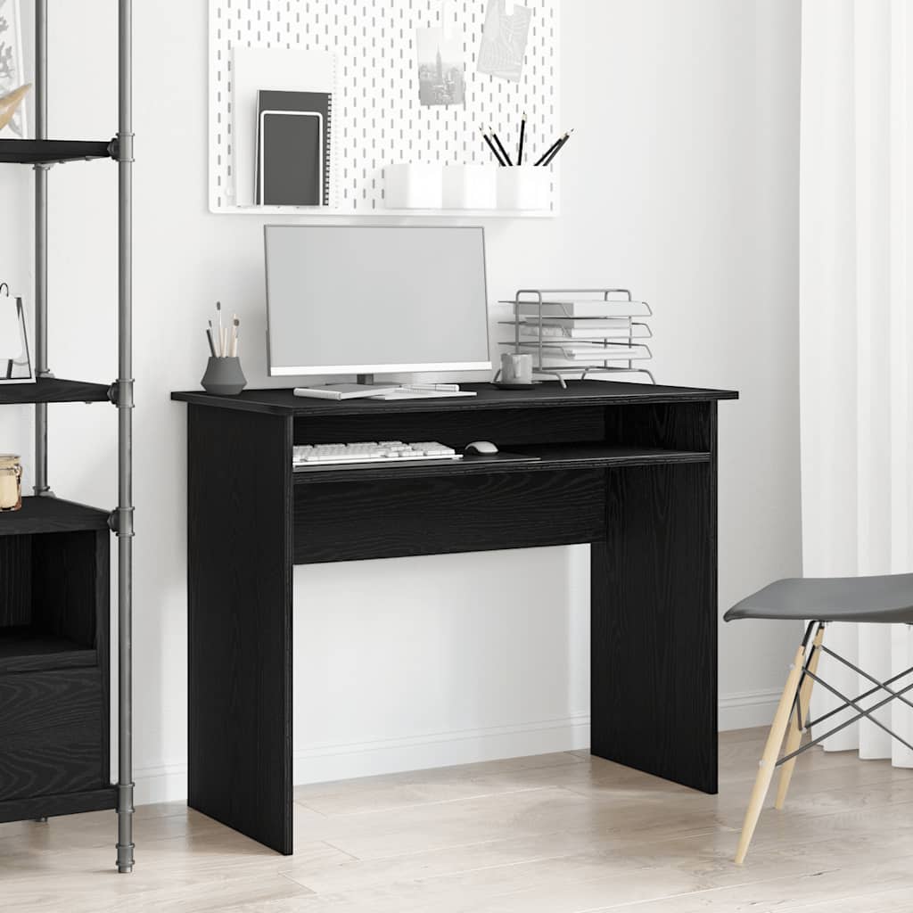 skrivebord 90x50x74 cm konstrueret træ sort egetræsfarve