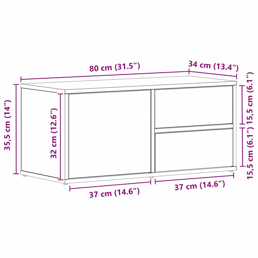 TV-skab 80 x 34 x 36 cm Sort eg Konstrueret træ