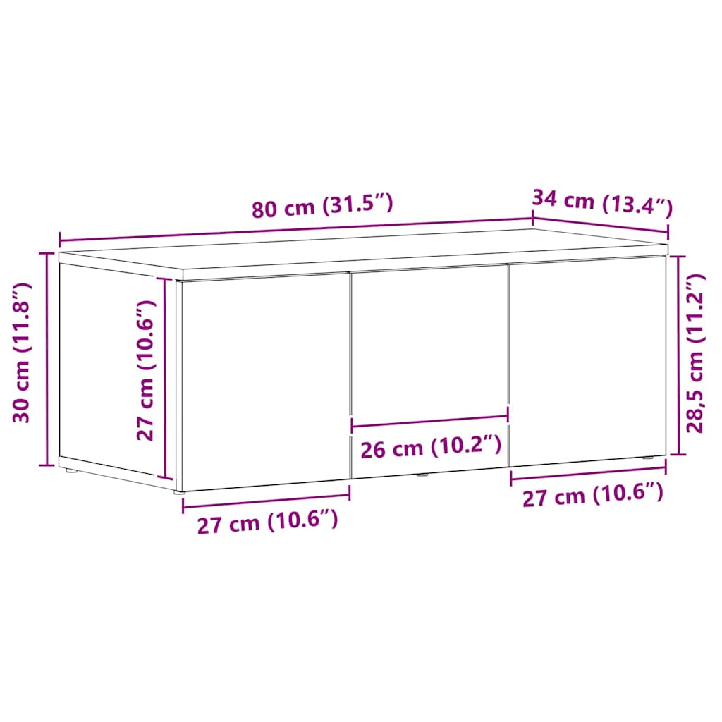 TV-skab 80x34x30 cm Sort eg Konstrueret træ