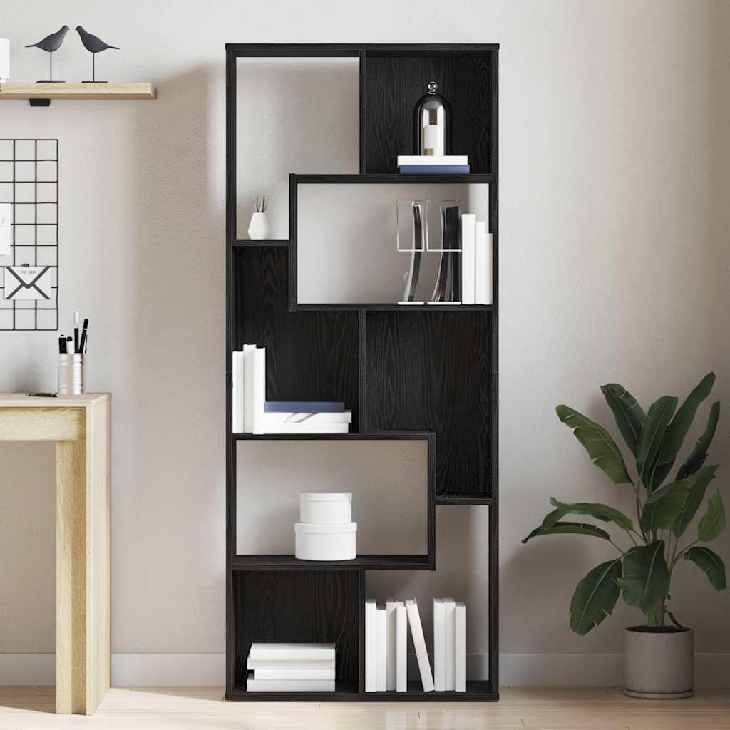bogreol 67x24x161 cm konstrueret træ sort egetræsfarve