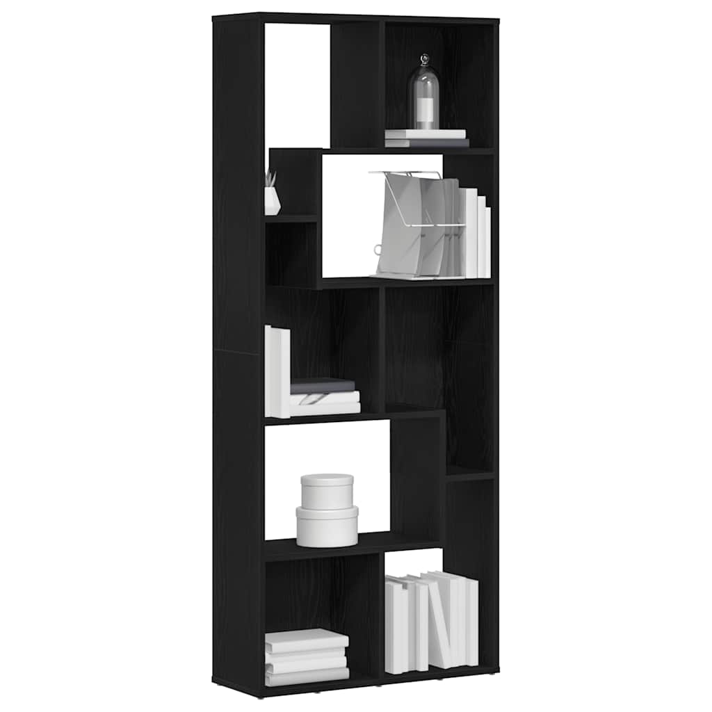 bogreol 67x24x161 cm konstrueret træ sort egetræsfarve