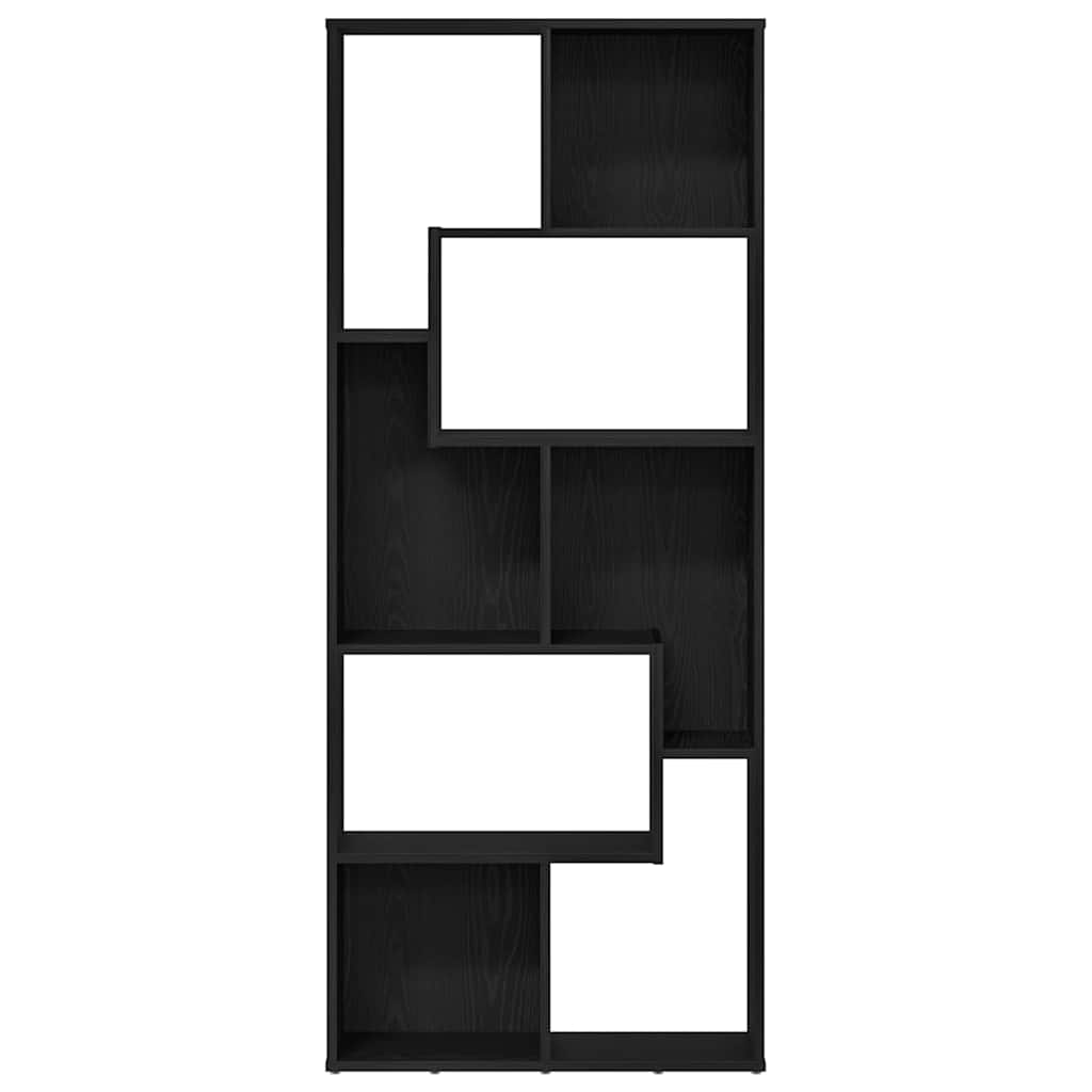 bogreol 67x24x161 cm konstrueret træ sort egetræsfarve