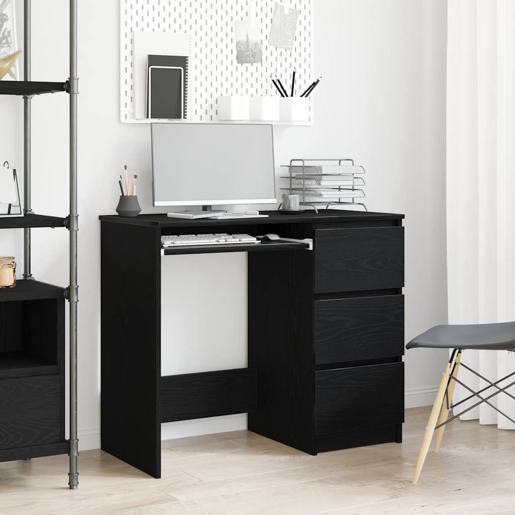 skrivebord 90x45x76 cm konstrueret træ sort-eg
