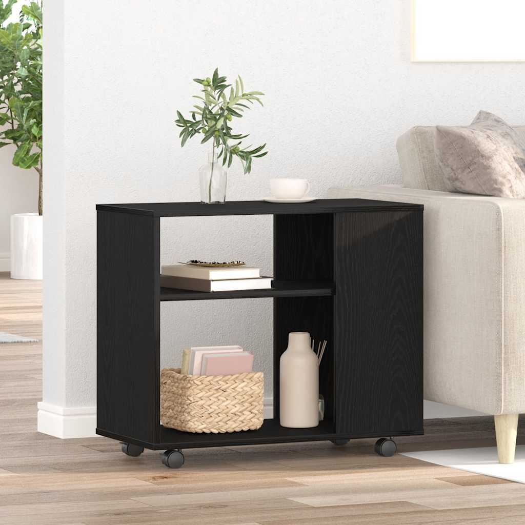 sidebord sort egetræ 70x35x60,5 cm konstrueret træ