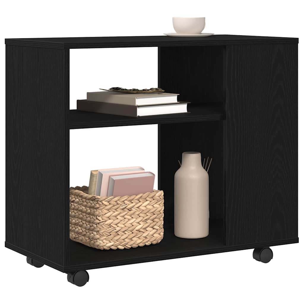 sidebord sort egetræ 70x35x60,5 cm konstrueret træ
