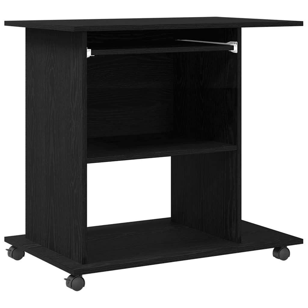 computerbord sort egetræ 80x50x75 cm konstrueret træ