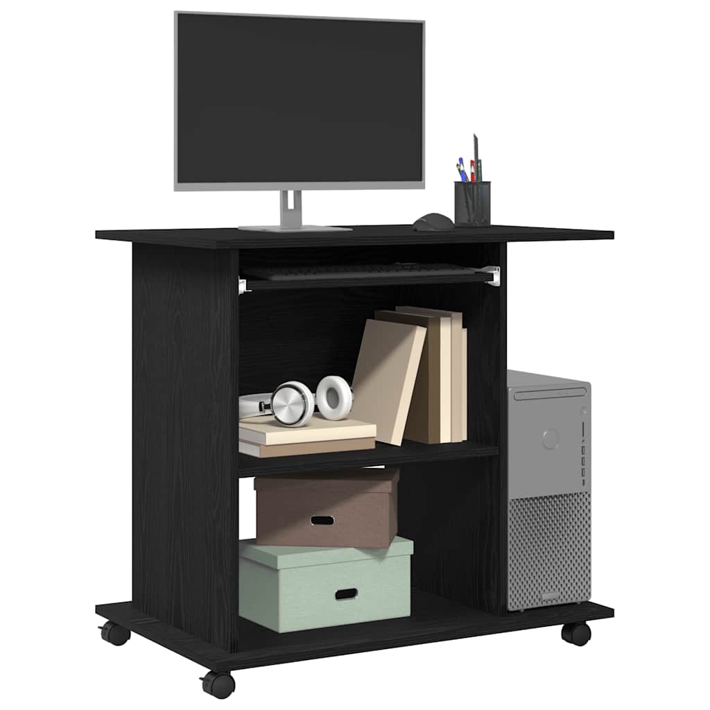 computerbord sort egetræ 80x50x75 cm konstrueret træ