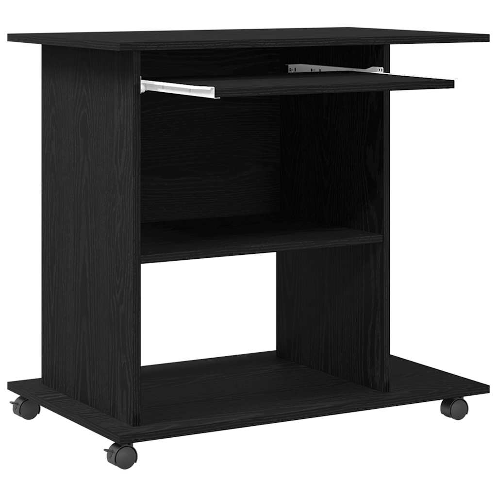 computerbord sort egetræ 80x50x75 cm konstrueret træ