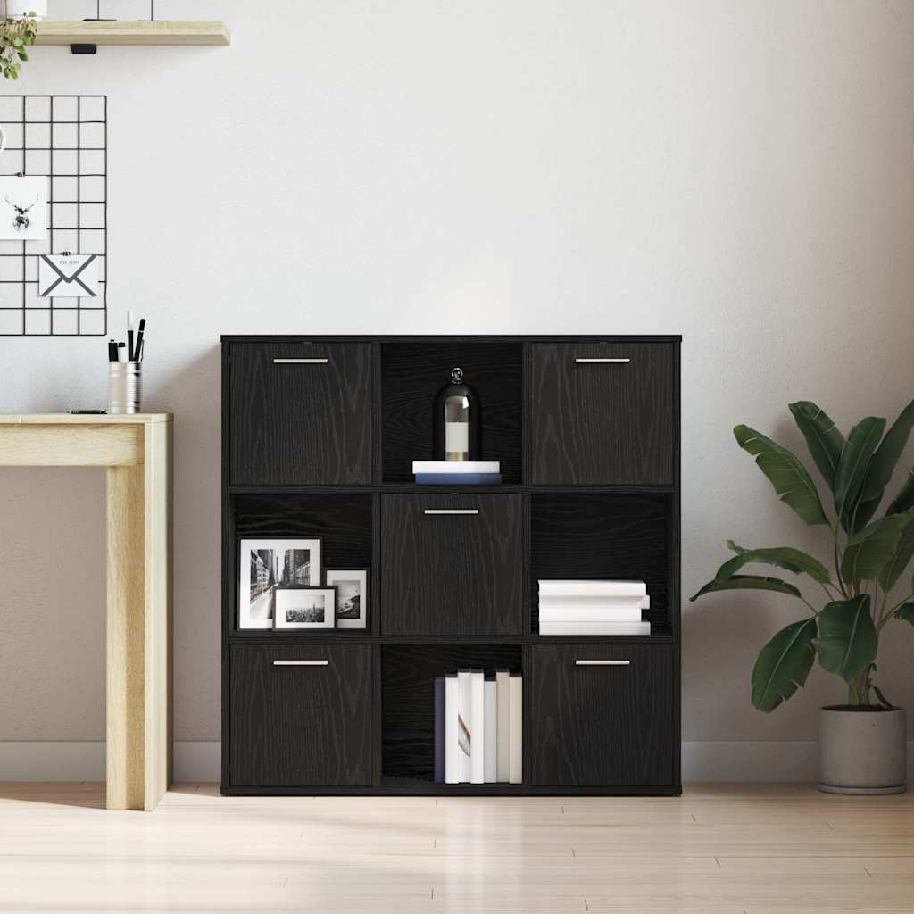 bogreol 90x28x90 cm konstrueret træ sort egetræsfarve