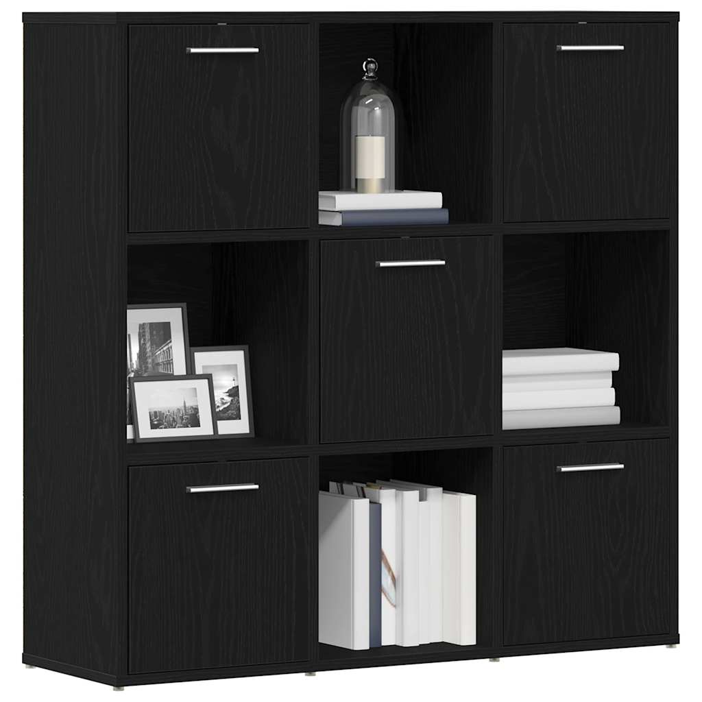 bogreol 90x28x90 cm konstrueret træ sort egetræsfarve