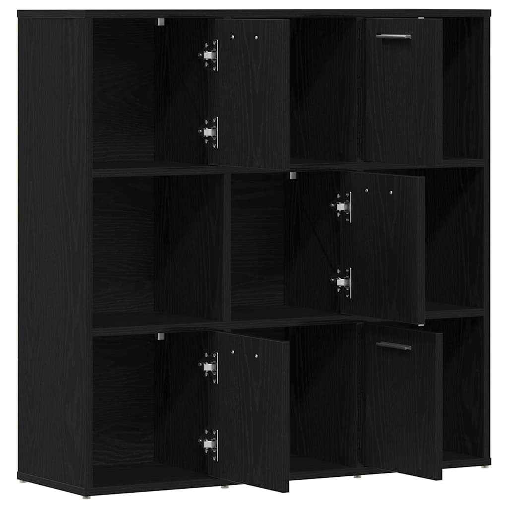 bogreol 90x28x90 cm konstrueret træ sort egetræsfarve