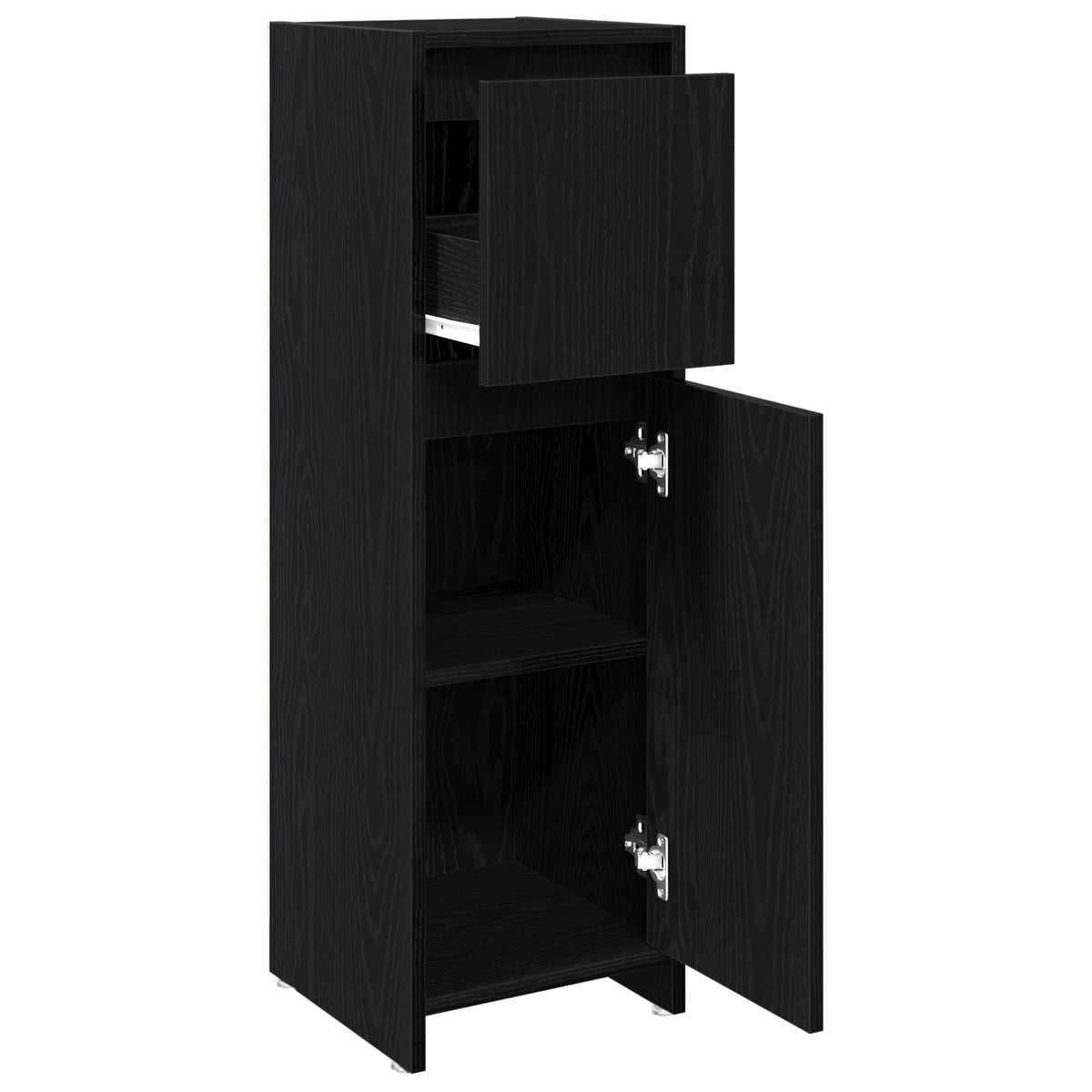 Badeværelsesskab Sort eg 30 x 30 x 95 cm Konstrueret træ