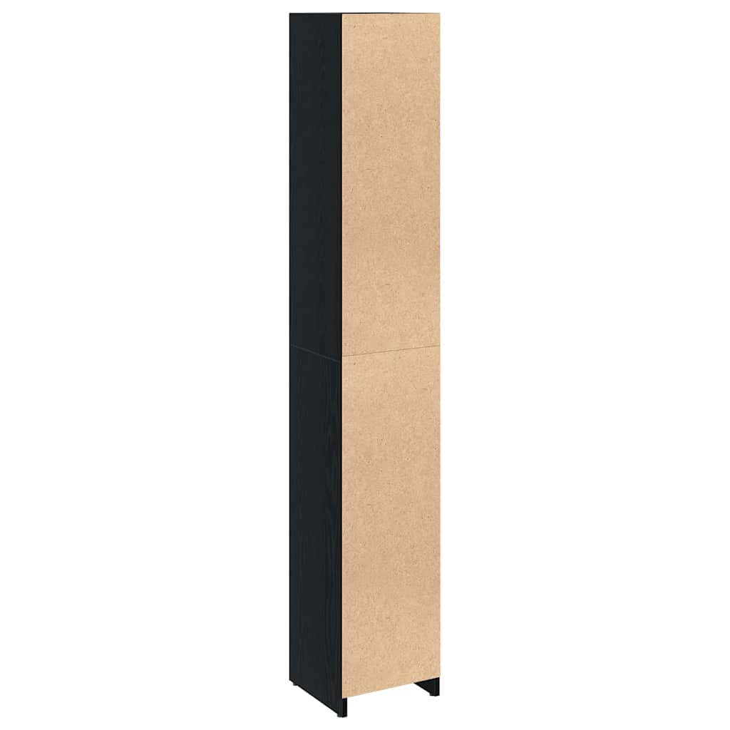 Badeværelsesskab Sort eg 30 x 30 x 183,5 cm Konstrueret træ