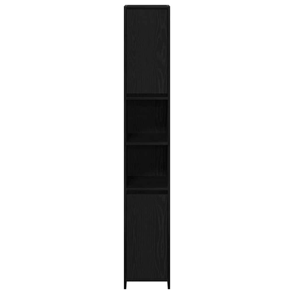 Badeværelsesskab Sort eg 30 x 30 x 183,5 cm Konstrueret træ