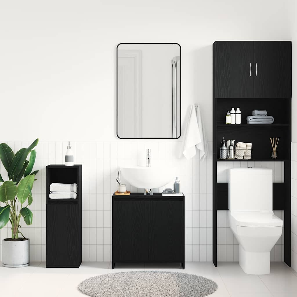 badeværelsesskab 60x33x60 cm konstrueret træ sort egetræ